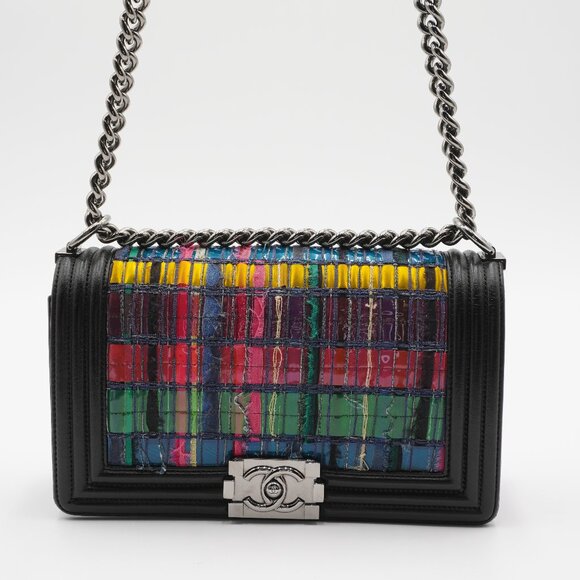 Pre-owned CHANEL Multicolor Tweed Woven Boy Flap Bag - Picture 1 of 6